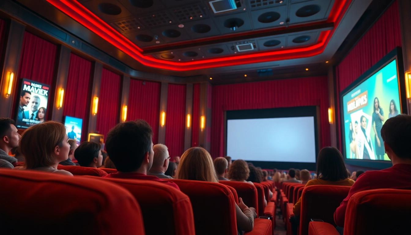 ชมภาพยนตร์บน 7-hd.com โดยมีผู้ชมตื่นเต้นในโรงภาพยนตร์ที่หรูหรา