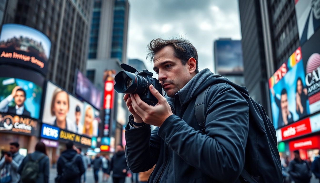 Capture a dynamic news scene with a professional journalist, representing current events based on information from diknews.co.uk.