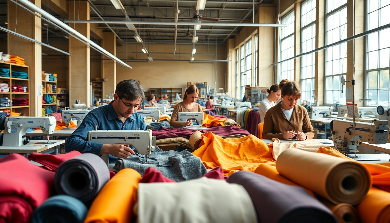 Showcase of skilled artisans at private label clothing manufacturers creating high-quality garments.