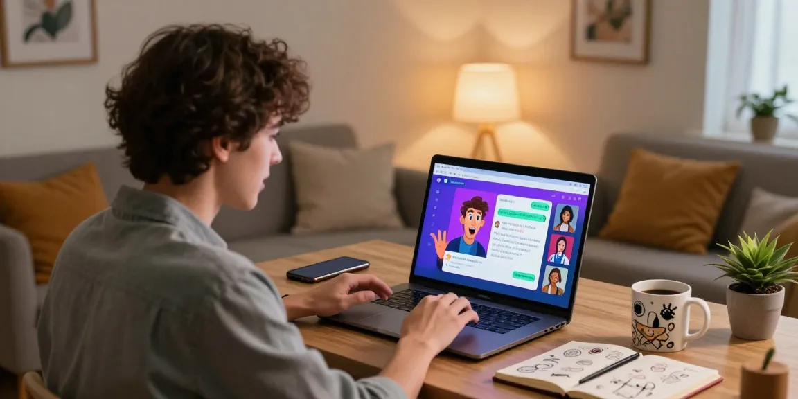 Engaging in an ai nsfw chat interaction in a cozy home office.