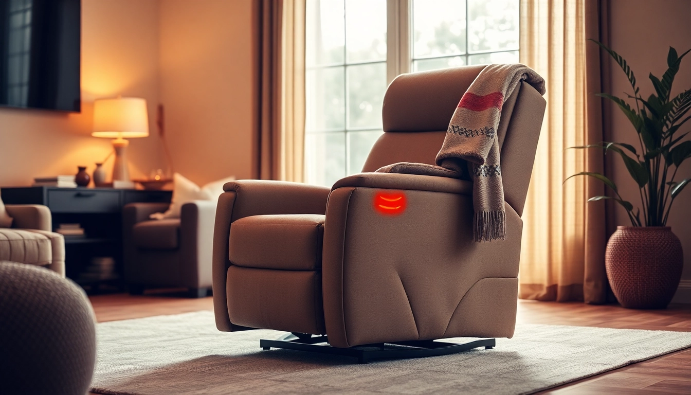 Experience relaxation in a lift chair with heat and massage designed for ultimate comfort.