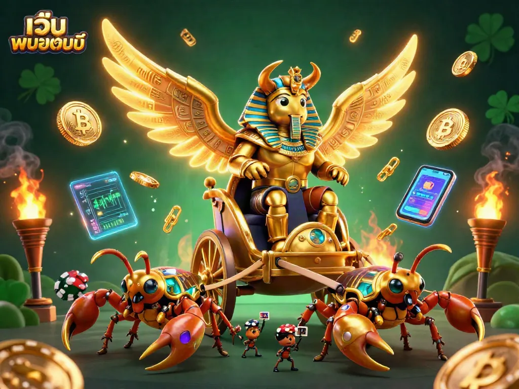 เล่นเกมเว็บ พนันออนไลน์ กับแมลงทองที่แสดงด้านบนและการ์ดโป๊กเกอร์สุดเจ๋ง