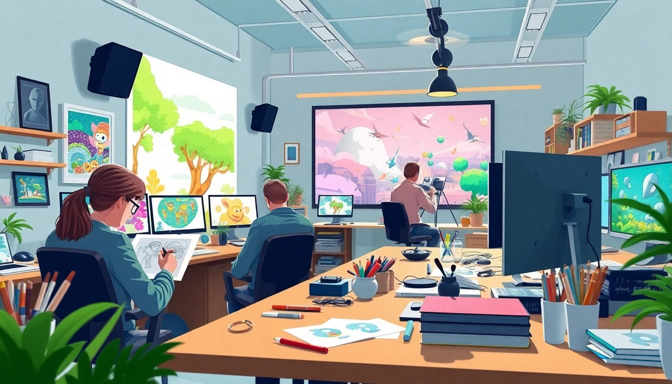 Erlebe kreative Künstler bei der Arbeit in einem Animation Studio Berlin, wo lebendige 2D- und 3D-Animationen entstehen.