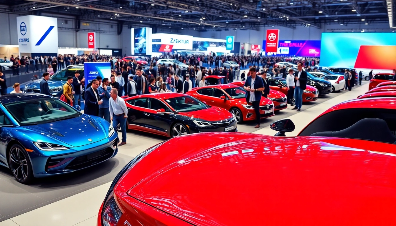 Explore vibrant scene at the Auto Cars Show featuring modern vehicles and enthusiastic visitors.