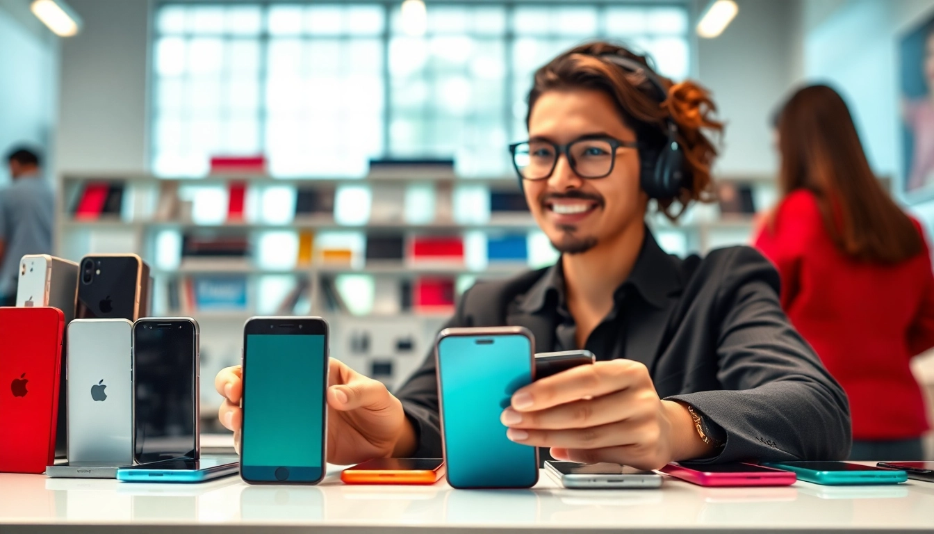 Sell phone cash near me highlighted by a professional buyer in a modern retail environment.