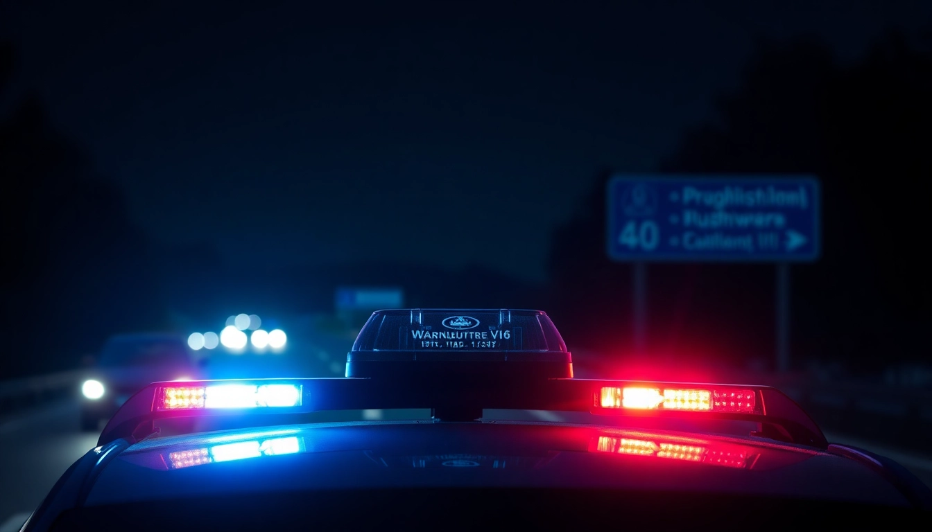 Warnleuchte V16 leuchtet auf einem Auto bei Nacht, um Übersichtlichkeit zu bieten.