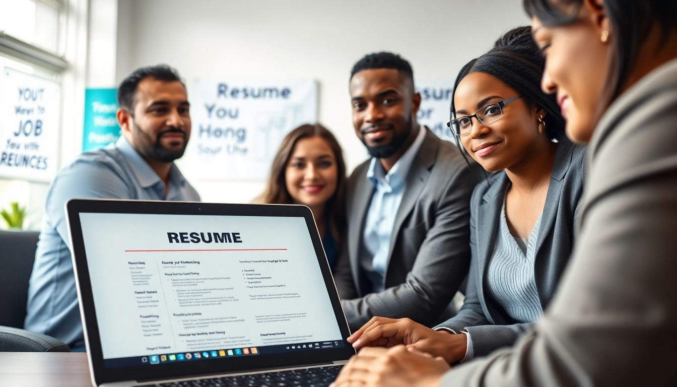 Engaged group discussing resume advice near me in a bright and professional setting.