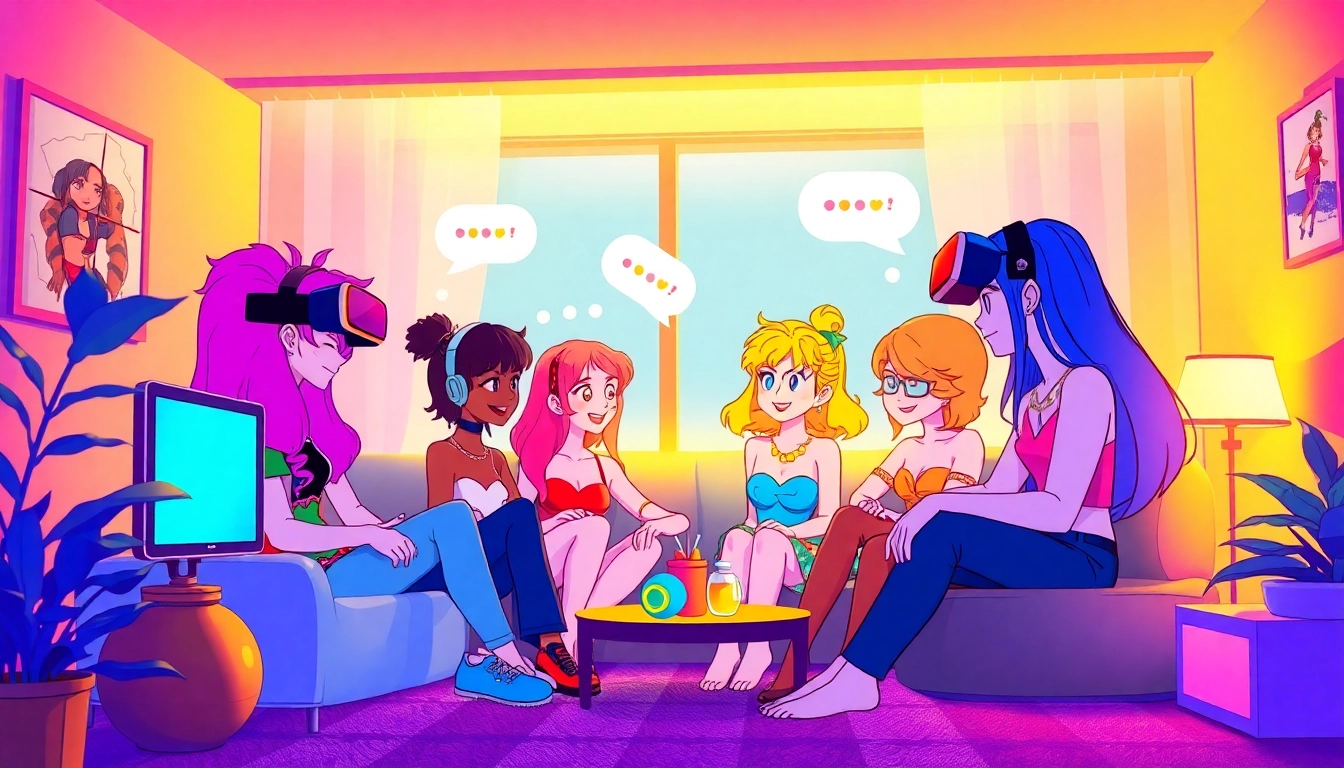 Engaging scene featuring characters in a playful chat showcasing free NSFW character AI interactions.