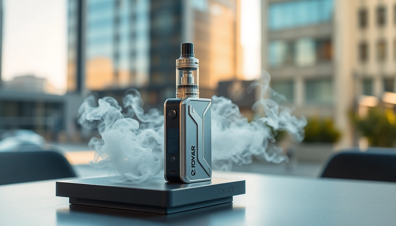 Oxva Vape-Gerät auf eleganter Oberfläche mit stilvollem Dampf.