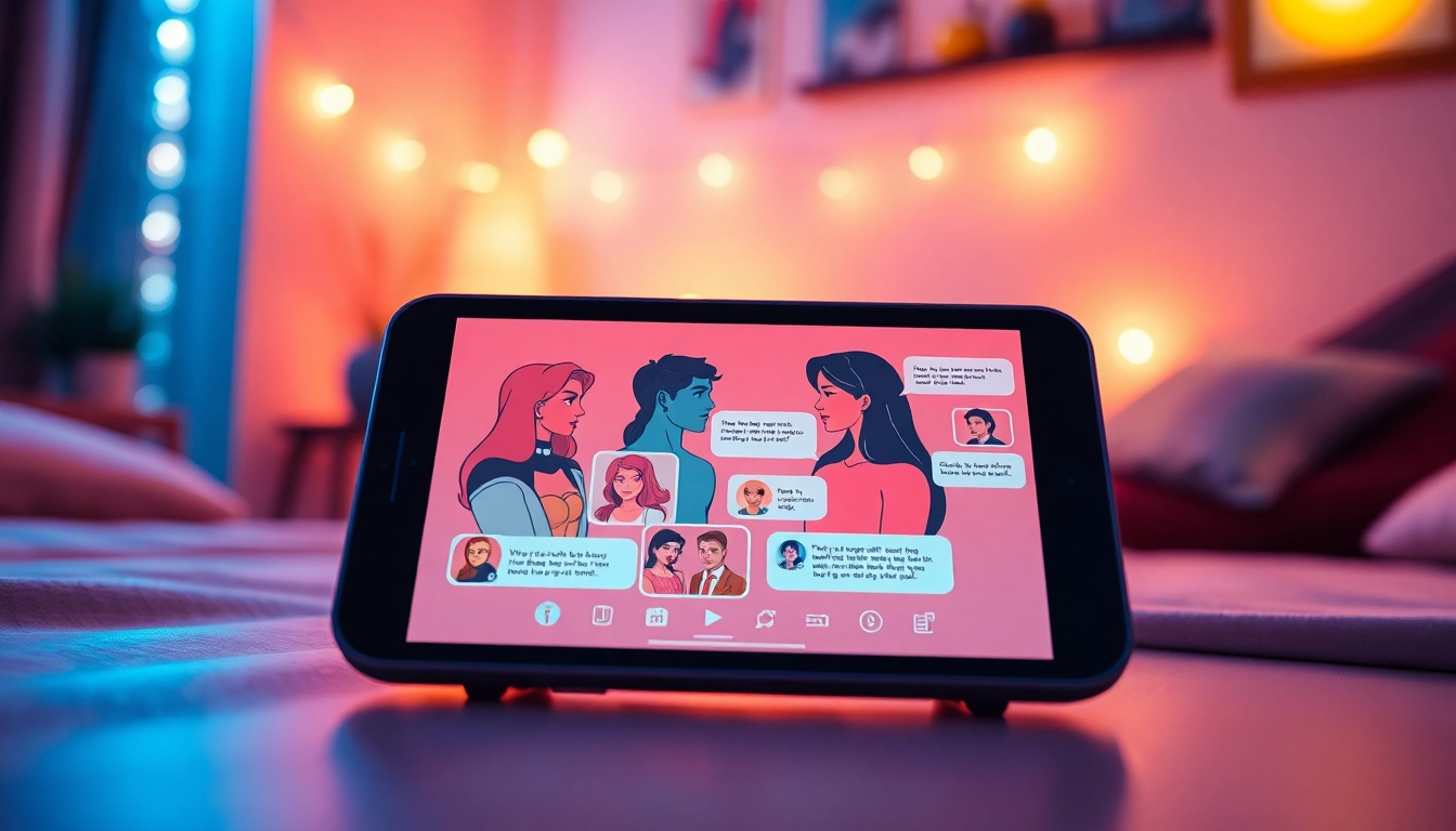 Engaging NSFW AI chatbot interaction on a sleek device with vibrant graphics.