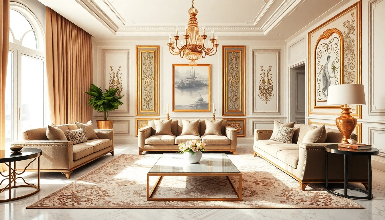Engaging interior design dubai living room with luxurious furnishings and natural light.