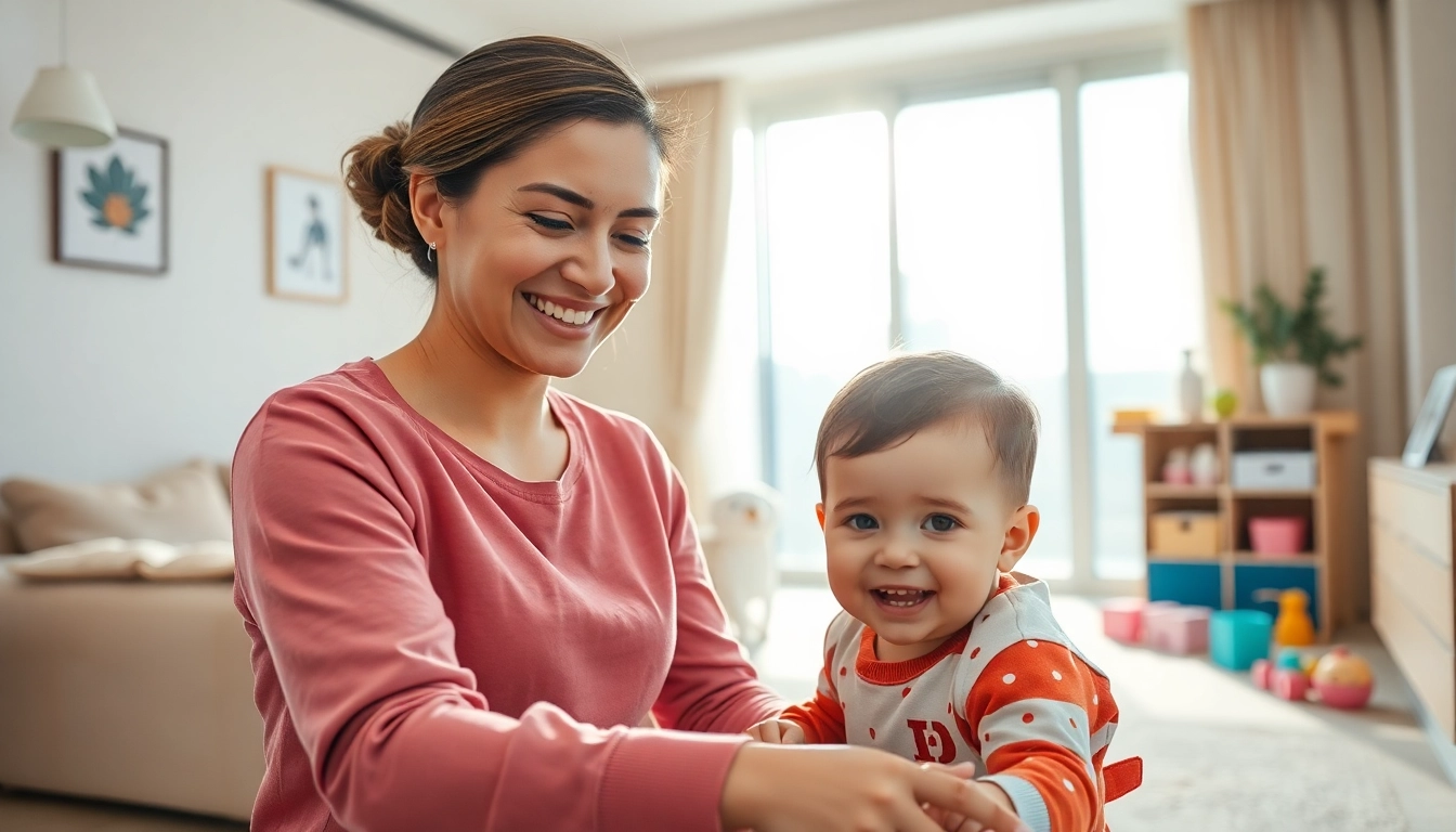 Quality care with Yaya Middle East nanny services Dubai shown through a nanny playing with a child.