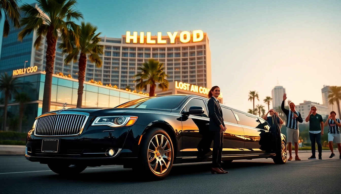 World Cup Group Transportation in a luxurious limousine at a Los Angeles hotel, with fans celebrating nearby.