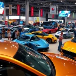 Visitors exploring various vehicles at the dynamic Auto Cars Show, showcasing excitement.