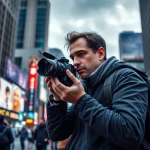 Capture a dynamic news scene with a professional journalist, representing current events based on information from diknews.co.uk.