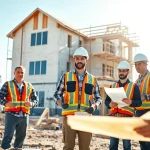 New Jersey General Contractor supervising a construction site with a diverse team and modern equipment.