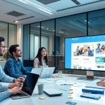 Professional team collaborating in a modern office on công ty thiết kế website projects.
