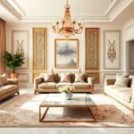 Engaging interior design dubai living room with luxurious furnishings and natural light.