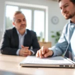 Florida Public Adjuster consulting with a client in a bright, professional office.