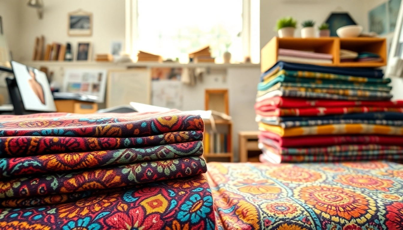 Verken bedrukt katoen met kleurrijke patronen in een artistiek atelier, vol creativiteit.