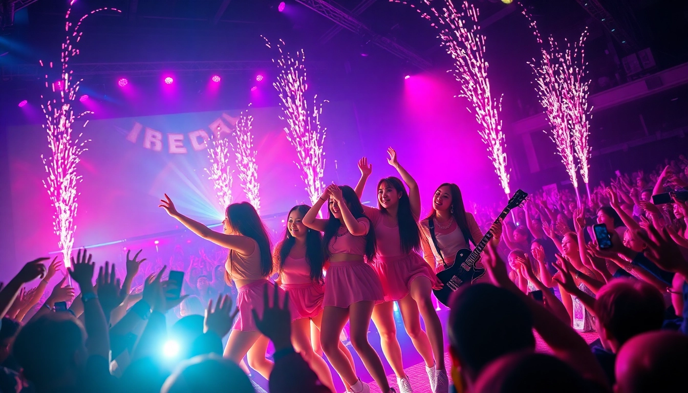 Blackpink news: Exciting snapshot of Blackpink performing live at a concert, engaging with fans fervently.