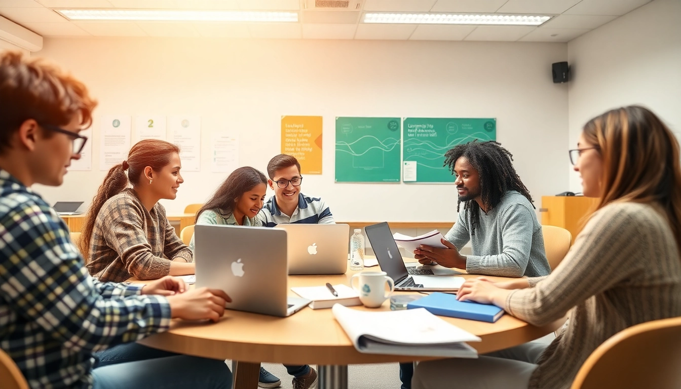 Engaged students collaborating in a modern educational setting, emphasizing the importance of education.