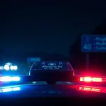 Warnleuchte V16 leuchtet auf einem Auto bei Nacht, um Übersichtlichkeit zu bieten.