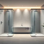 Showcase sleek sunney shower doors in a modern bathroom setting for a luxurious feel.