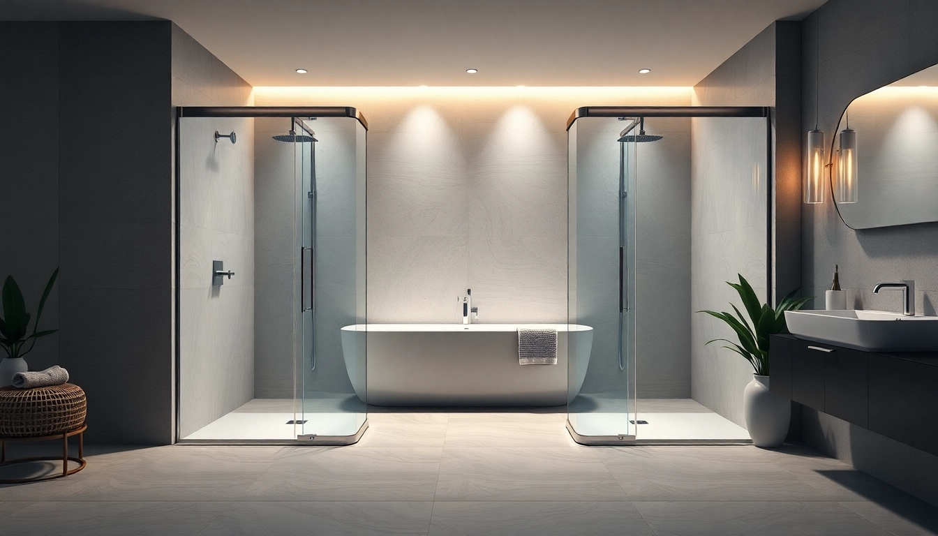Showcase sleek sunney shower doors in a modern bathroom setting for a luxurious feel.
