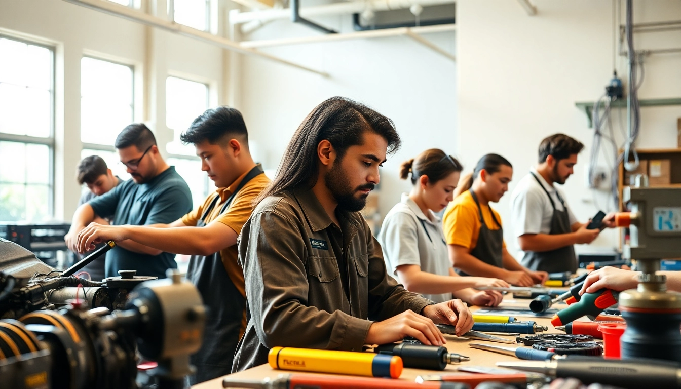 Experience engaging training at trade schools oahu, featuring diverse students honing practical skills.