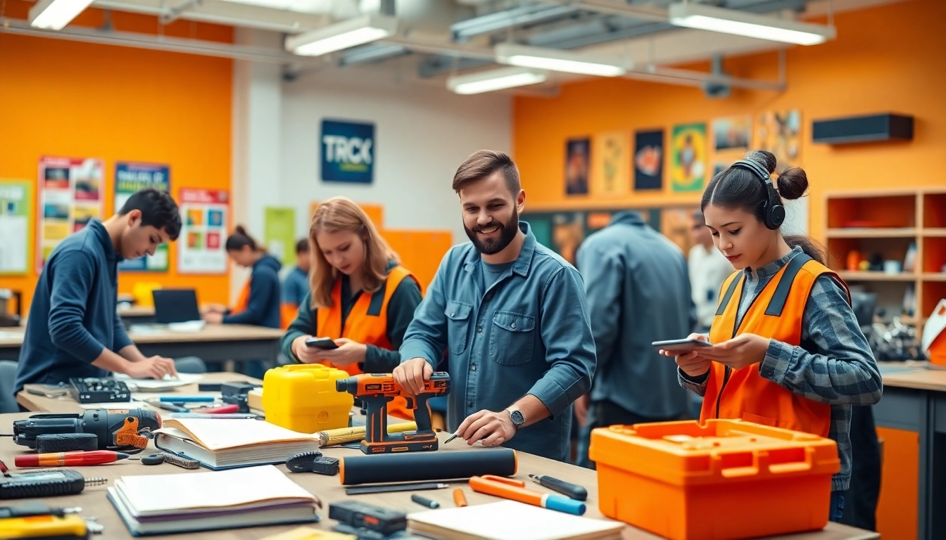 Students engaged in hands-on training at Trade School knoxville Tn, showcasing a vibrant educational environment.