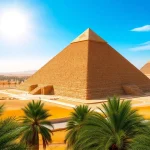 Explore the majestic piraminds of Giza reflecting ancient architecture under bright sunlight.