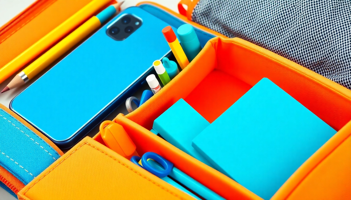 Praktische Handytasche Schule mit lebendigen Farben und großem Platzangebot.