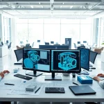 Captivating workspace for design and engineering showcasing collaboration and innovation.