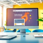 Design an engaging HubSpot marketing email within a vibrant workspace.