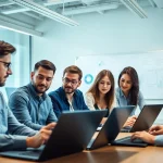 Experience managed it services near me through a professional team collaborating in a modern office.