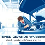 Learn about extended warranty after factory warranty expires with a mechanic demonstrating vehicle maintenance.