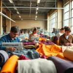Showcase of skilled artisans at private label clothing manufacturers creating high-quality garments.