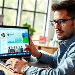 instagram フォロワー 買うために分析するマーケティング戦略家の様子