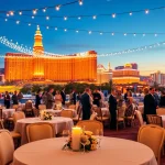 Enjoy a lively atmosphere with stunning Event Rentals Las Vegas setup featuring elegant tables and chairs.