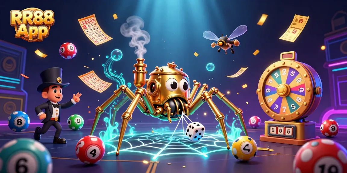 Experience the thrilling RR88 App with a vibrant 3D illustration of dynamic games and exciting elements.